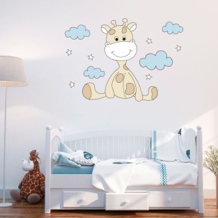 Vinilos para bebé jirafa nubes y estrellas
